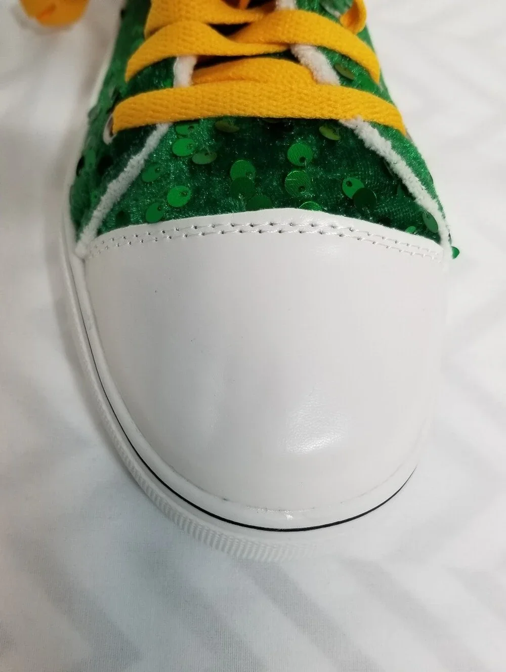 GB Packer Themed Womans Glitter Sequins Lace Up Canvas Low Top Platform Shoes 40
